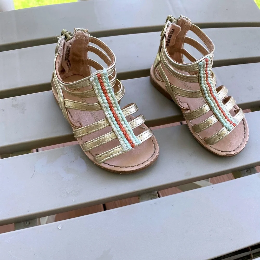 Koala Kids‎ Gladiator Sandals Gold Strappy Back Zipper Toddler Girl Size 4